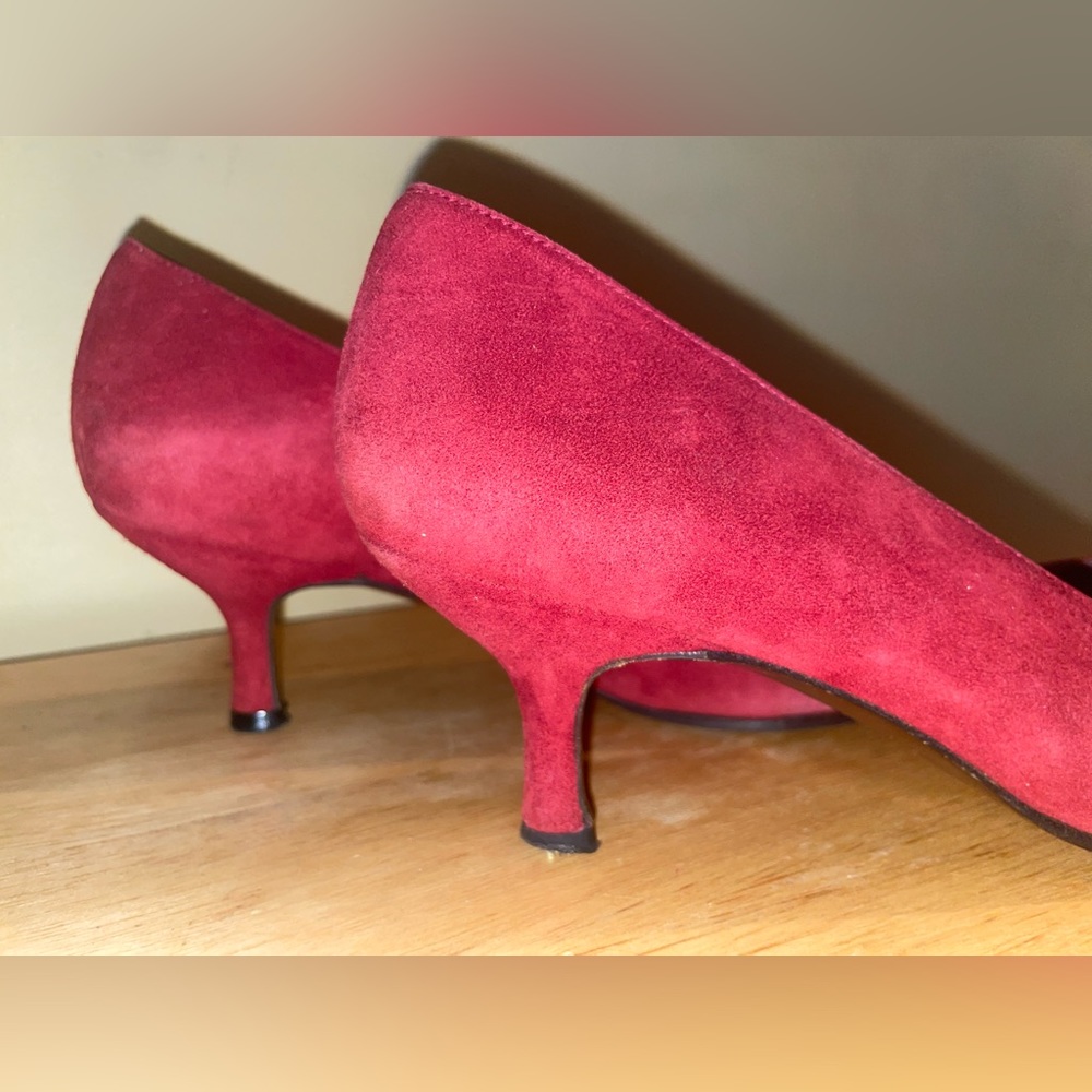 Stuart Weitzman Deep Red Suede Pumps - image 4